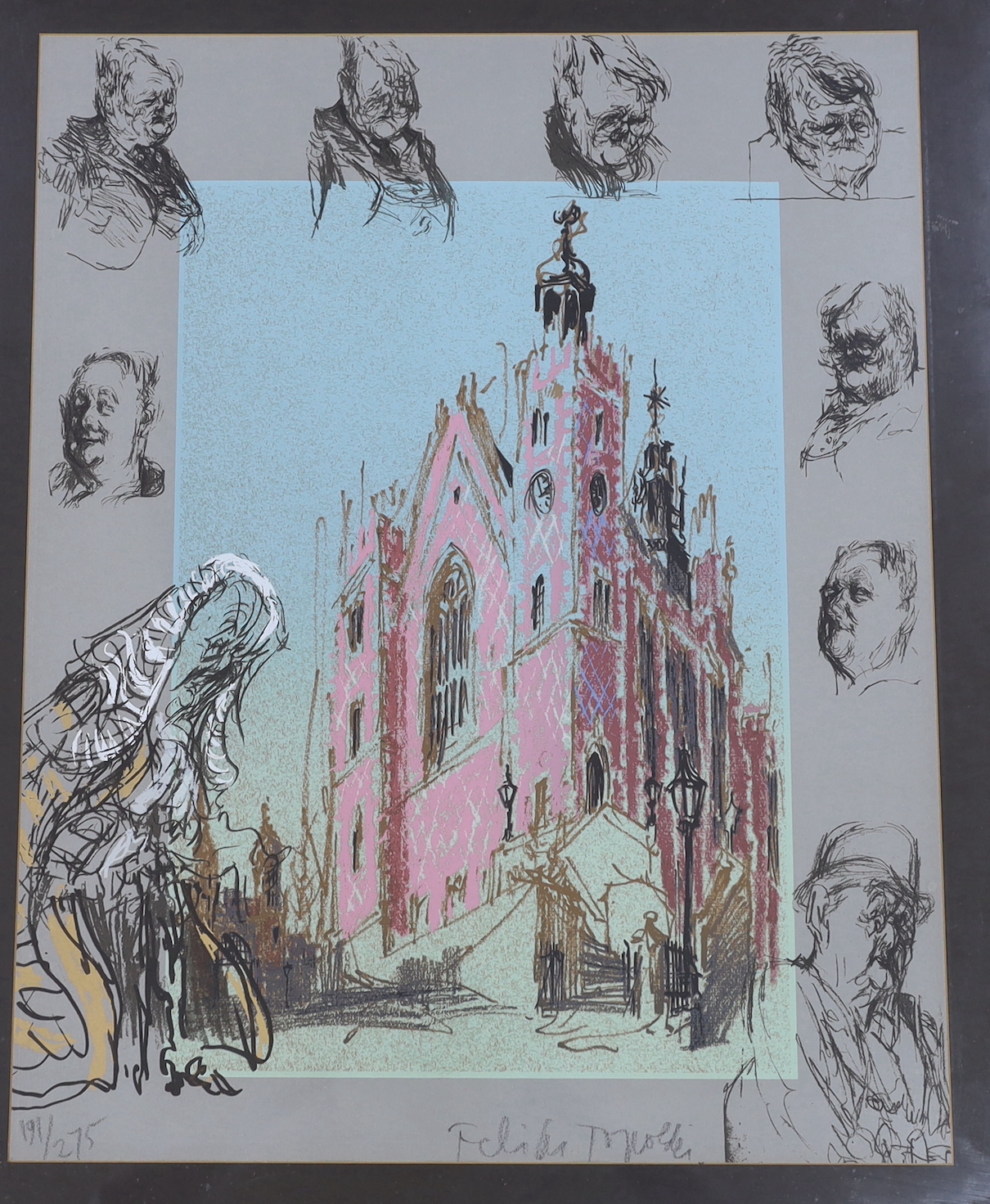 Feliks Topolski (1907-1989), limited edition print, Inns of Court, signed in pencil, 191/275, 65 x 51cm